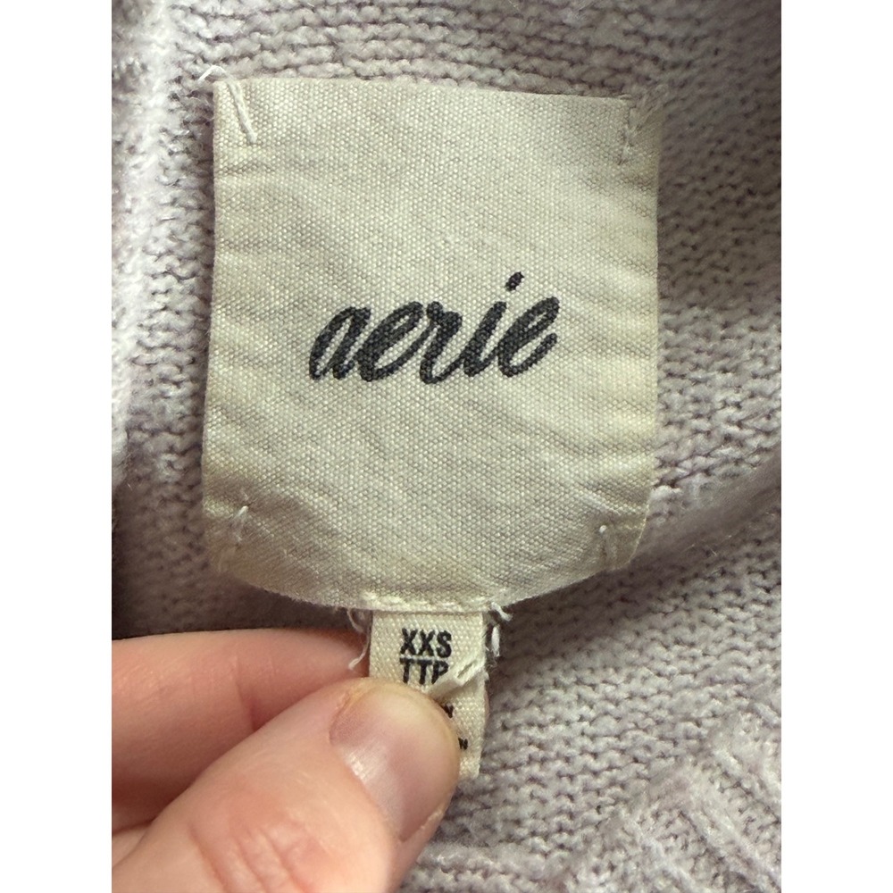 Aerie‎ Women's XXS Lavender Marled Crew Neck Oversized Knit Pullover Sweater - Picture 3 of 5